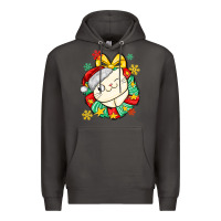 Smoke Christmas wreaths cat Premium Hoodie - MaliasSmallBusiness