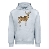 Heather Grey white tailed buck deer Urban Hoodie - LillyAllenDesigns