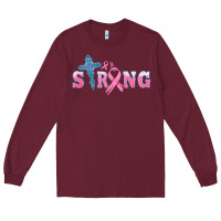 Burgundy strong with cross ribbon Long Sleeve Tee - HRA Design Shop