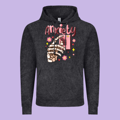 Vintage Hoodie anxiety skeleton hand