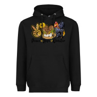 Black Peace Love Rooster Heavyweight Hoodie - LillyAllenDesigns