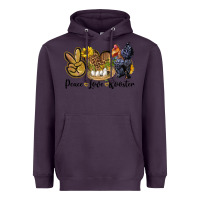 Plum Peace Love Rooster Heavyweight Hoodie - LillyAllenDesigns