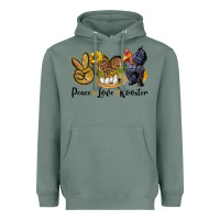 Sage Peace Love Rooster Heavyweight Hoodie - LillyAllenDesigns