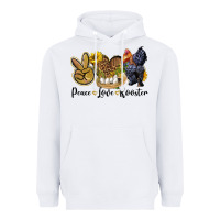 White Peace Love Rooster Heavyweight Hoodie - LillyAllenDesigns