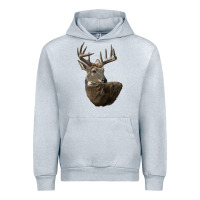 Heather Grey white tailed buck deer head Urban Hoodie - LillyAllenDesigns
