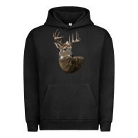 Pigment Black white tailed buck deer head Urban Hoodie - LillyAllenDesigns
