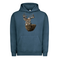 Pigment Midnight Navy white tailed buck deer head Urban Hoodie - LillyAllenDesigns