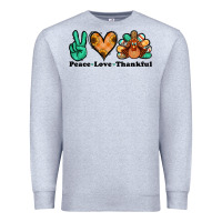 Heather Grey peace love thankful turkey Premium Sweatshirt - Jasminsmagicworld