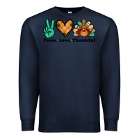 Navy peace love thankful turkey Premium Sweatshirt - Jasminsmagicworld