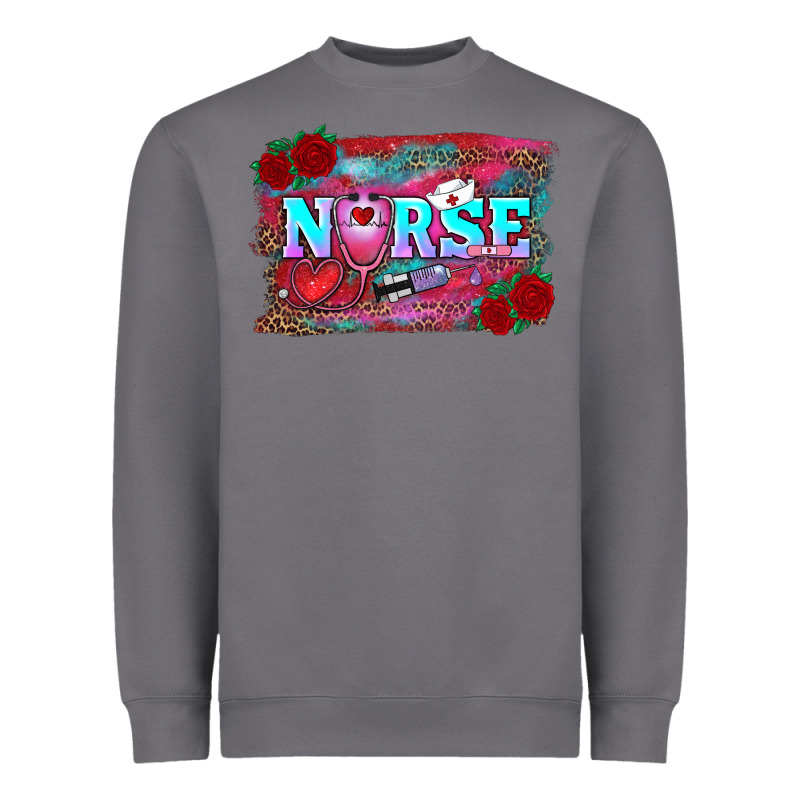 Valentines Day Nurse With Leopard And Turquoise Ba Heavyweight Sweatshirt by RanaPortraitStore | Teevron