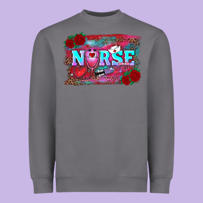 Heavyweight Sweatshirt valentines day nurse with leopard and turquoise ba