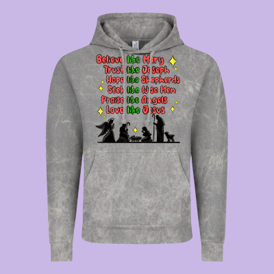 Vintage Hoodie jesus and family belive like mary