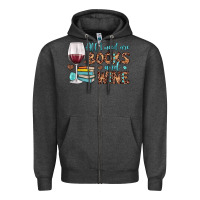 Charcoal Heather all i need are books and wine Zipper Hoodie - JahusDesignShop