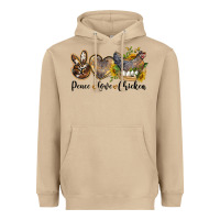Mushroom Western Peace Love Chickens Heavyweight Hoodie - LillyAllenDesigns