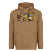 Toasted Coconut Western Peace Love Chickens Heavyweight Hoodie - LillyAllenDesigns