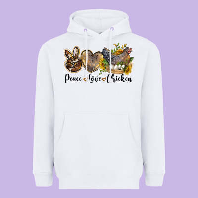 Western Peace Love Chickens Heavyweight Hoodie Designed By Lillyallendesigns