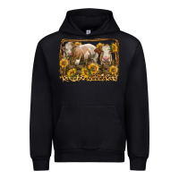 Black simmental bull and heifer with sunflowers Urban Hoodie - LillyAllenDesigns