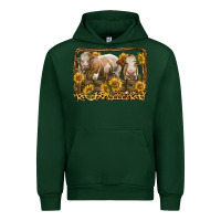 Forest Green simmental bull and heifer with sunflowers Urban Hoodie - LillyAllenDesigns