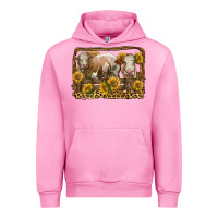 Fuchsia Pink simmental bull and heifer with sunflowers Urban Hoodie - LillyAllenDesigns