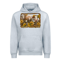 Heather Grey simmental bull and heifer with sunflowers Urban Hoodie - LillyAllenDesigns