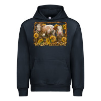 Navy simmental bull and heifer with sunflowers Urban Hoodie - LillyAllenDesigns