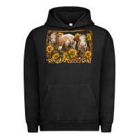 Pigment Black simmental bull and heifer with sunflowers Urban Hoodie - LillyAllenDesigns