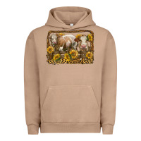 Pigment Burro simmental bull and heifer with sunflowers Urban Hoodie - LillyAllenDesigns
