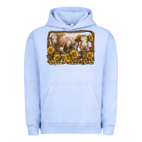 Pigment Grape Ice simmental bull and heifer with sunflowers Urban Hoodie - LillyAllenDesigns