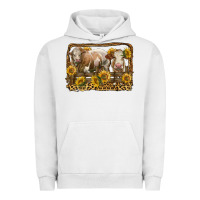 Pigment Lunar Rock simmental bull and heifer with sunflowers Urban Hoodie - LillyAllenDesigns