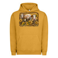 Pigment Peanut Butter simmental bull and heifer with sunflowers Urban Hoodie - LillyAllenDesigns