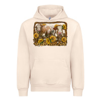 Sandshell simmental bull and heifer with sunflowers Urban Hoodie - LillyAllenDesigns