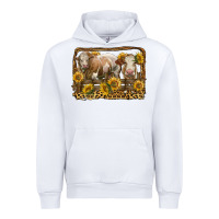 White simmental bull and heifer with sunflowers Urban Hoodie - LillyAllenDesigns