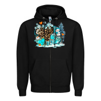 Black winter hearts with snowmans Zipper Hoodie - AdoDesignShop