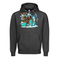 Charcoal Heather winter hearts with snowmans Zipper Hoodie - AdoDesignShop
