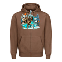 Chestnut winter hearts with snowmans Zipper Hoodie - AdoDesignShop