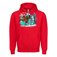Red winter hearts with snowmans Zipper Hoodie - AdoDesignShop