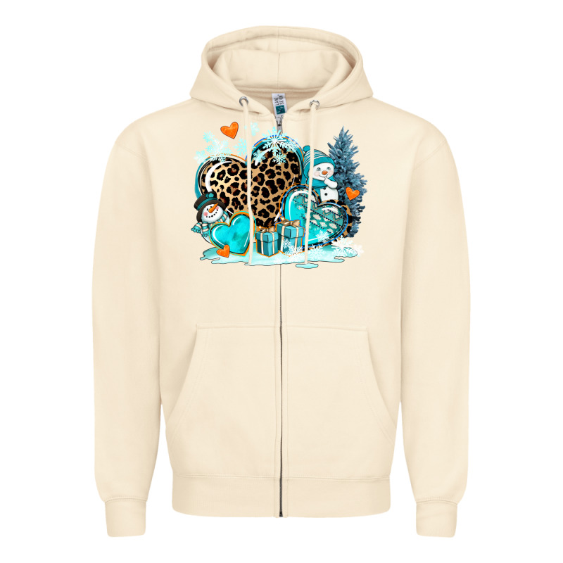 Winter Hearts With Snowmans Zipper Hoodie by AdoDesignShop | Teevron