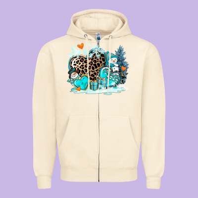 Winter Hearts With Snowmans Zipper Hoodie Designed By Adodesignshop