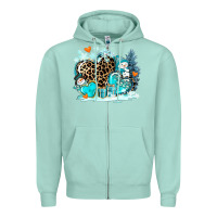 Seafoam winter hearts with snowmans Zipper Hoodie - AdoDesignShop