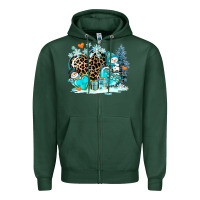 Sports Green winter hearts with snowmans Zipper Hoodie - AdoDesignShop