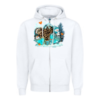 White winter hearts with snowmans Zipper Hoodie - AdoDesignShop