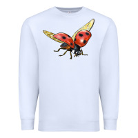 White Ladybug Flying Premium Sweatshirt - LillyAllenDesigns