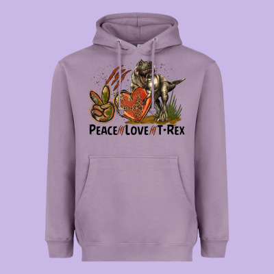 Western Peace Love T-rex Heavyweight Hoodie Designed By Lillyallendesigns