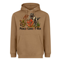 Toasted Coconut Western Peace Love T-Rex Heavyweight Hoodie - LillyAllenDesigns