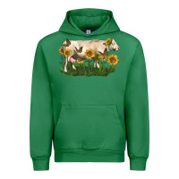 Emerald charolais cow with sunflower Urban Hoodie - LillyAllenDesigns