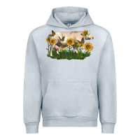 Heather Grey charolais cow with sunflower Urban Hoodie - LillyAllenDesigns