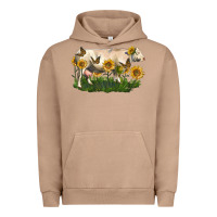 Pigment Burro charolais cow with sunflower Urban Hoodie - LillyAllenDesigns
