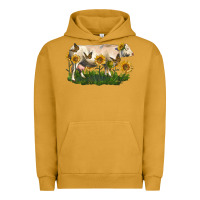 Pigment Peanut Butter charolais cow with sunflower Urban Hoodie - LillyAllenDesigns