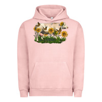 Pigment Salmon charolais cow with sunflower Urban Hoodie - LillyAllenDesigns