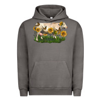 Pigment Tornado charolais cow with sunflower Urban Hoodie - LillyAllenDesigns